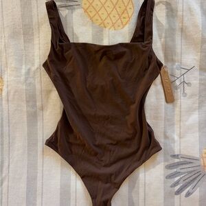 Skims Brown Square Neck Bodysuit